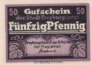 Freyburg 50 Pf G-F25.1c 15.5.1920 aUNC