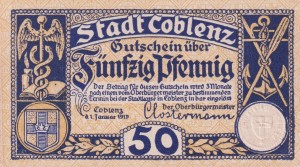 Coblenz 50 Pf  G-C19.5 1.1.1919 UNC