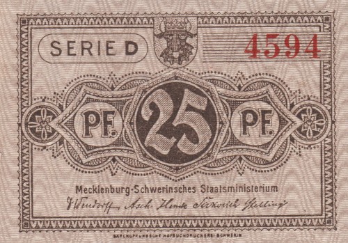 Mecklenburg-Schwerin 25 Pf G-M21.2a 1.5.1922 aUNC A.jpg