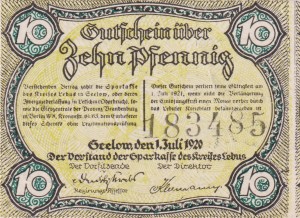 Lebus in Seelow 10 Pf G-L28.2 1.7.1920 aUNC