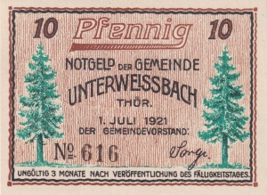 Unterweissbach 10 Pf G-U9.2 1.7.1921 UNC