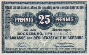 Buckeburg 25 Pf G-B97.1 1.7.1917 aUNC