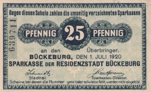 Buckeburg 25 Pf G-B97.3a 1.7.1920 AU/UNC
