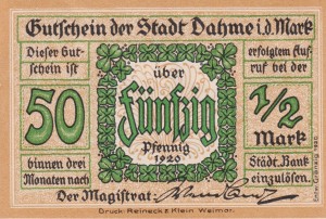Dahme 50 Pf  G-D1.1 1920 UNC