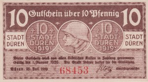 Duren 10 Pf  G-D34.10 20.7.1919-1.1.1920 aUNC