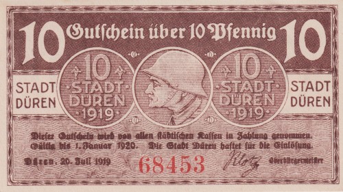 Duren 10 Pf  G-D34.10 20.7.1919-1.1.1920 aUNC A.jpg