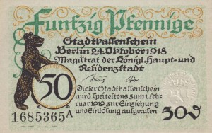 Berlin 50 Pf G-B27.1 24.10.1918-1.2.1919 aUNC 