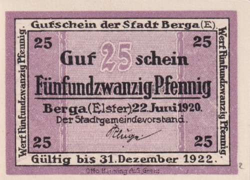 Berga 25 Pf G-B24.1b 22.6.1920-31.12.1922 aUNC  A.jpg