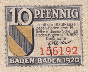 Baden 10 Pf G-B3.2 1.6.1920 UNC 