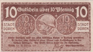 Duren 10 Pf G-D34 20.2.1920 AU/UNC 