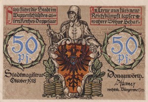 Donauworth 50 Pf G-D27 10.1918 AU/UNC 