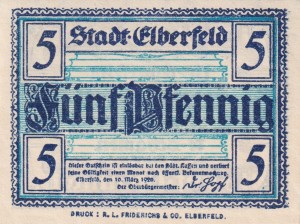 Elberfeld 5 Pf G-E13 10.3.1920 aUNC 