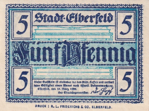 Elberfeld 5 Pf G-E13 10.3.1920 aUNC A.jpg