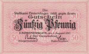 Emmendingen 50 Pf G-E17.5 1.8.1917 UNC