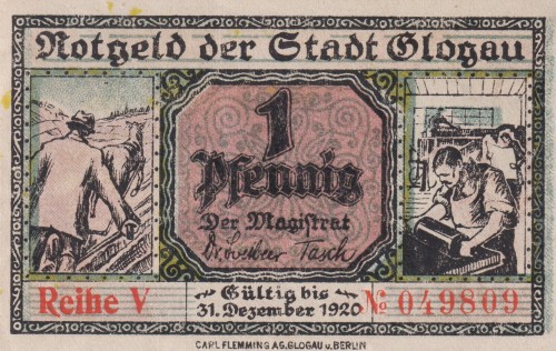 Glogau (Głogów) 1 Pf G-G20.6a 31.12.1920 AUUNC A.jpg