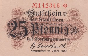 Gera 25 Pf G-G10.7b 1920 aUNC