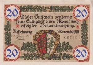 Nesselwang 20 Pf G-N9.4b 11.1918 AU/UNC