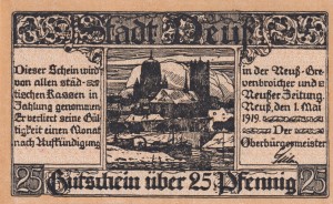 Neuss 25 Pf G-N25.5 1.5.1919 UNC