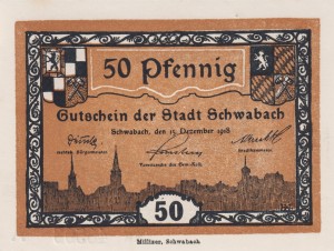 Schwabach 50 Pf G-S51.5 15.12.1918  aUNC