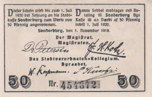 Sonderburg 50 Pf G-S86.5 1.11.1919-1.7.1920 aUNC