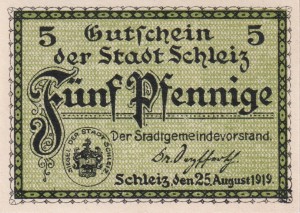 Schleiz 5 Pf G-S31.4a 25.8.1919 aUNC