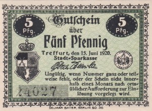 Treffurt 5 Pf G-T20.6 15.6.1920 UNC