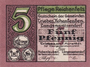 Triebes 5 Pf G-T26 7.3.1921 UNC