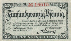 Uerding 25 Pf G-U4.3a 20.2.1921 AU/UNC