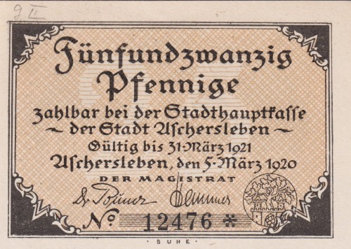 Aschersleben 25 Pf G-A29.7 5.3.1920-31.3.1921 UNC A.jpg