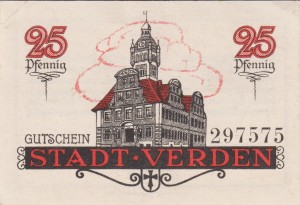 Verden a. Aller 25 Pf G-V3 1.6.1920 AU/UNC