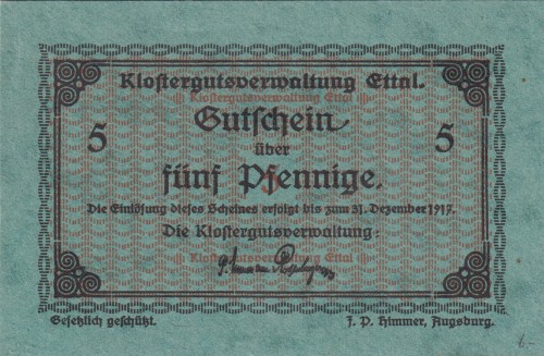 Klosterguts Ettal 5 Pf 31.12.1917 UNC A.jpg