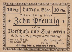 Lutter Barenberge 10 Pf 1.5.1917-1.10.1919 UNC