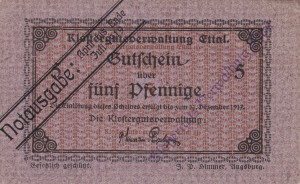 Klosterguts Ettal 5 Pf 7.1919 aUNC