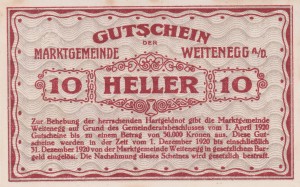 Austria Weitenegg an der Donau 10 Heller 1.4.1920-31.12.1920 aUNC