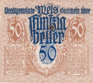 Austria Mels 50 Heller 30.6.1920 XF