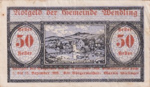 Austria Wendling 50 Heller 15.12.1920 VG
