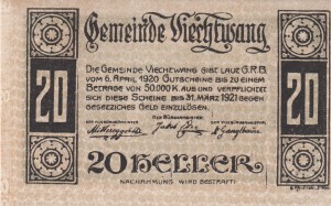 Austria Viechtwang 20 Heller 6.4.1920-31.3.1921 aUNC