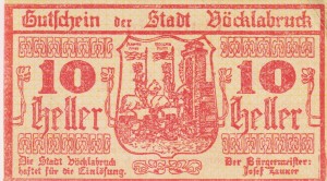 Austria Vocklabruck 10 Heller 29.11.1919 AU/UNC