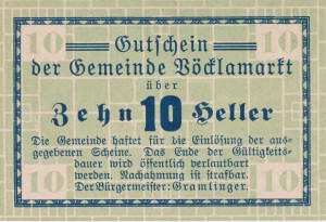 Austria Vocklamarkt 10 Heller aUNC