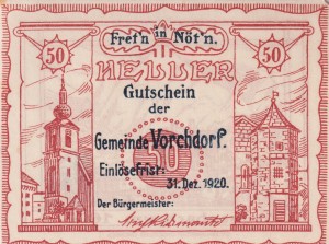 Austria Vorchdorf 50 Heller 31.12.1920 AU/UNC