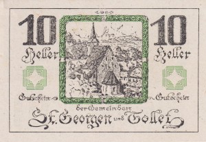 Austria St. Georgen und Tollet 10 Heller 1920-30.6.1921 AU/UNC