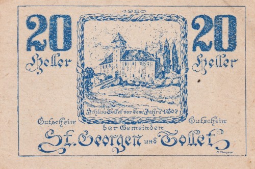 St. Georgen und Tollet 20 Heller 1920-30.6.1921 AUUNC A.jpg