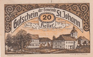 Austria St. Johann 20 Heller 30.12.1920 aUNC