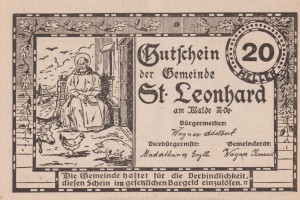 Austria St. Leonhard 20 Heller 30.12.1920 aUNC