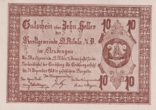 St. Nikola a.d. Donau im Strudengau 10 Heller 31.12.1920 aUNC A.jpg
