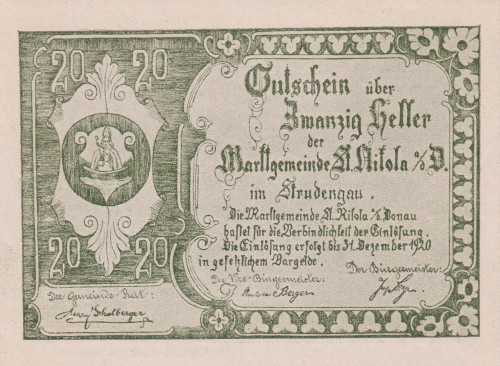 St. Nikola a.d. Donau im Strudengau 20 Heller 31.12.1920 aUNC A.jpg
