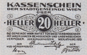 Austria Wien 20 Heller 4.10.1919-31.12.1919 XF