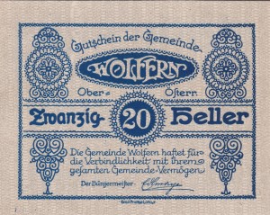 Austria Wolfern 20 Heller UNC