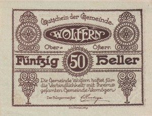 Austria Wolfern 50 Heller aUNC