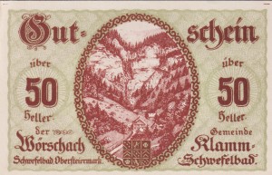 Austria Worschach Schwefelbad 50 Heller 8.5.1920-31.12.1920 aUNC